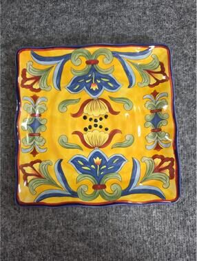 Yellow Talavera Square Luncheon/ Salad Plates 9" Rare Discontinued